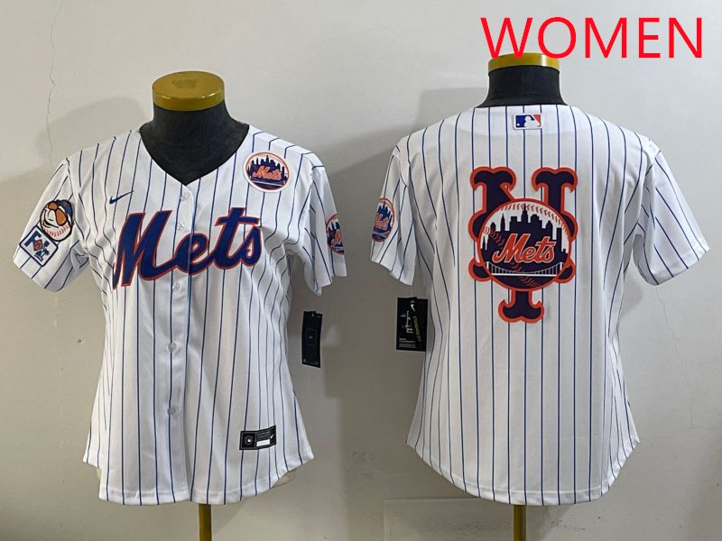 Women New York Mets Blank White Stripe Game 2025 Nike MLB Jersey style 12